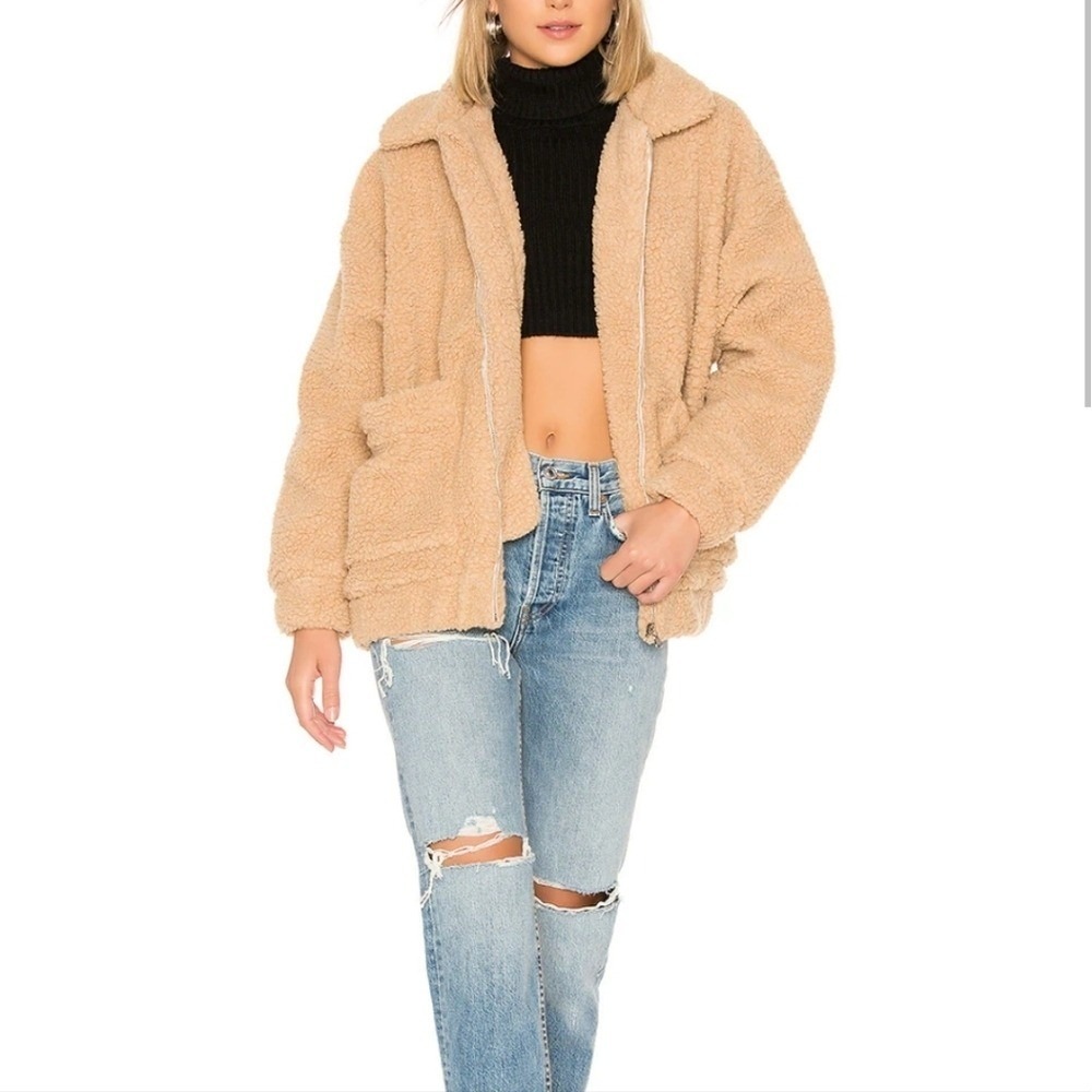 I.AM.GIA Pixie Coat Jacket Teddy Caramel Tan Neutral Small Oversized Revolve S